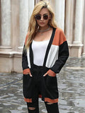 Women’s Patchwork Color Block Cardigan Sweater – Longline Knit
