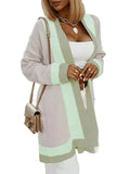 Women’s Patchwork Longline Cardigan Sweater – Color Block Knit
