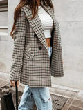 Women's Plaid Double Breasted Coat Oversized Style