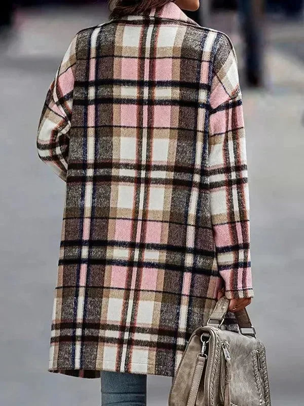 Women's Plaid Overcoat Oversized Casual Style