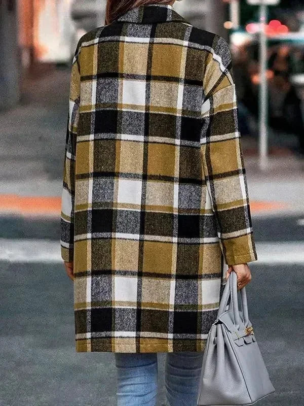 Women's Plaid Overcoat Oversized Casual Style