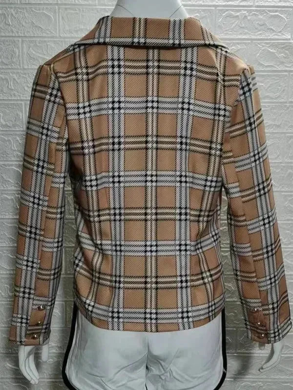Women's Plaid Trench Coat Slim Fit Lightweight Style