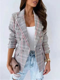 Women's Plaid Trench Coat Slim Fit Lightweight Style