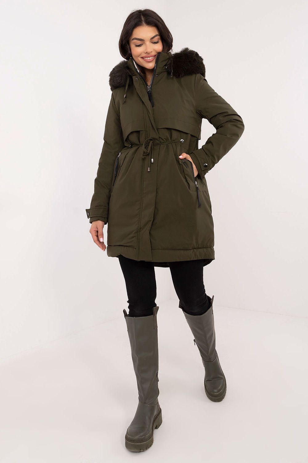 Women's Puffer Parka Jacket Belted Winter Style