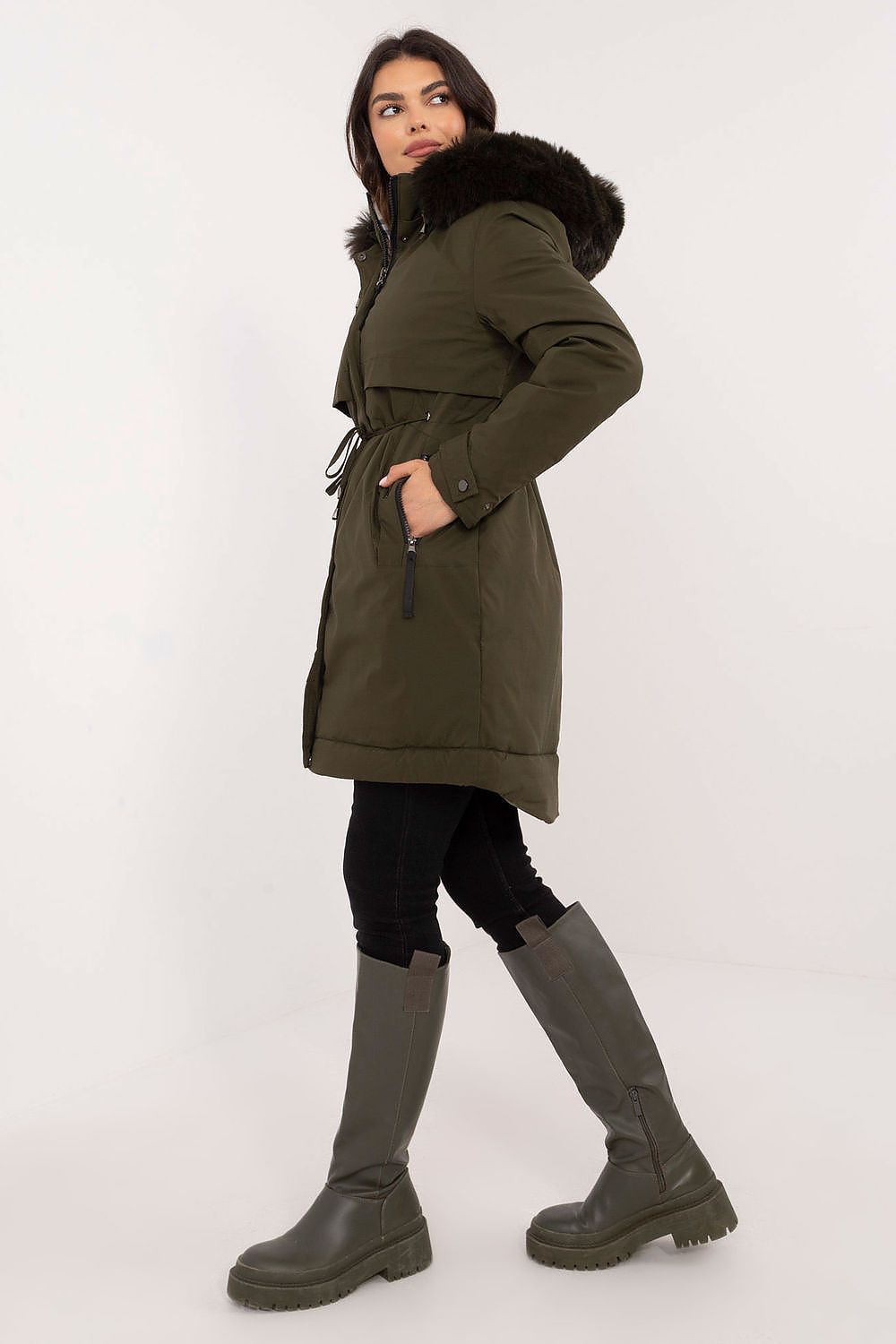 Women's Puffer Parka Jacket Belted Winter Style