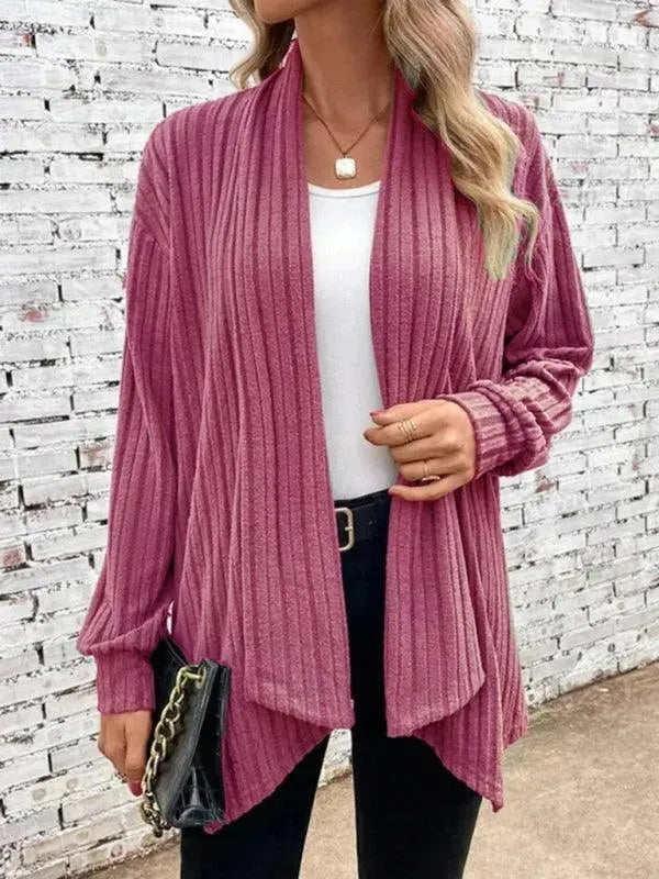 Women’s Ribbed Open Front Cardigan Sweater – Longline Slip-On