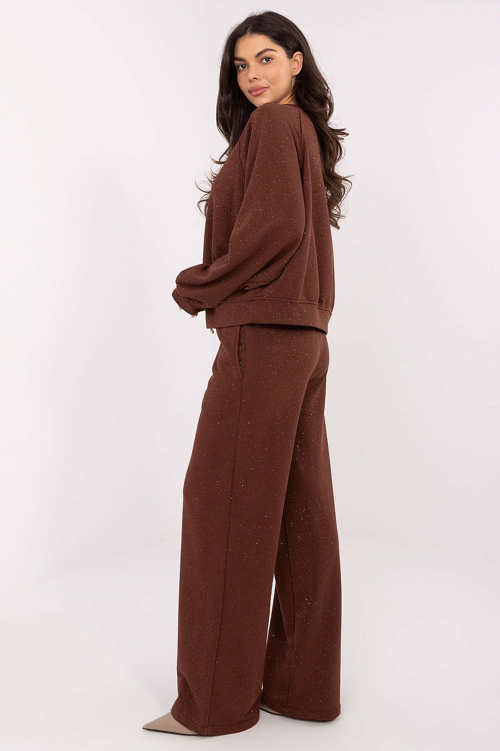Women's Satin Sheen Tracksuit Trousers — Brown