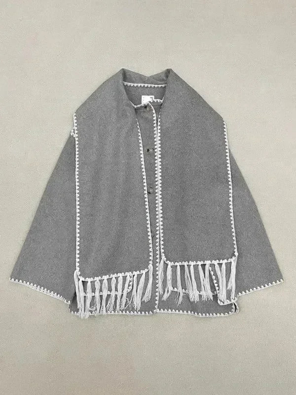 Women's Shawl Coat Button Closure Warm Style