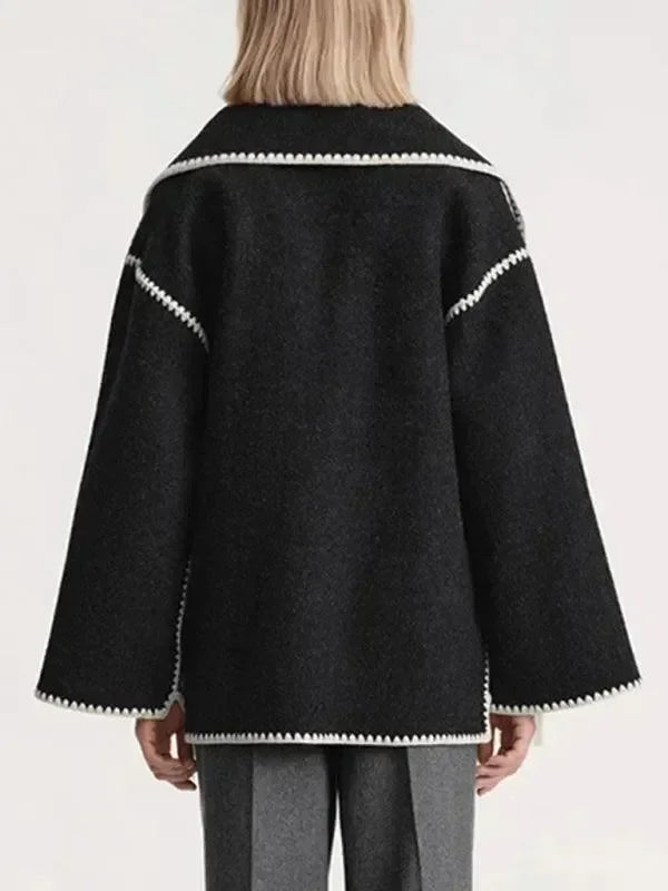 Women's Shawl Coat Button Closure Warm Style