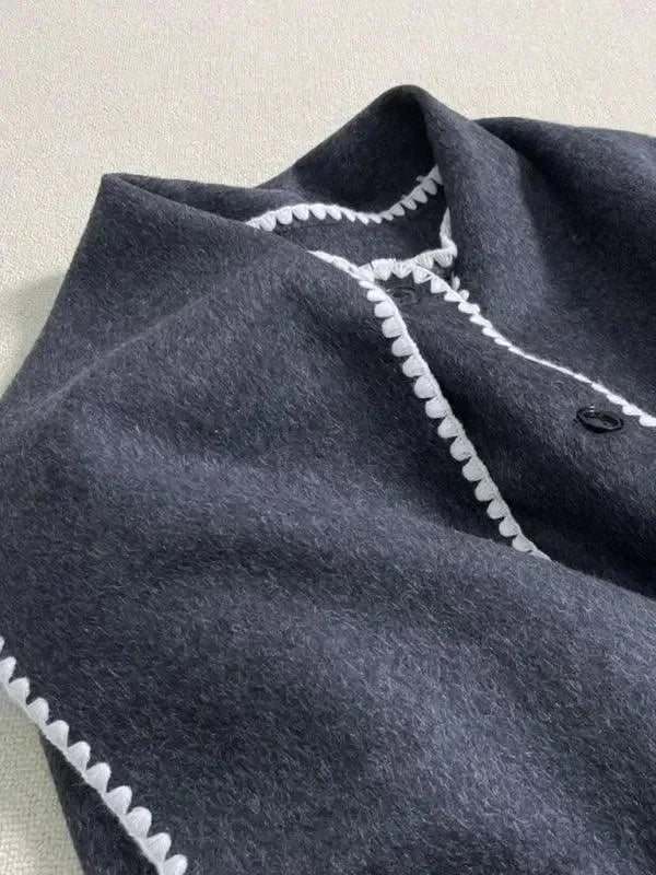Women's Shawl Coat Button Closure Warm Style