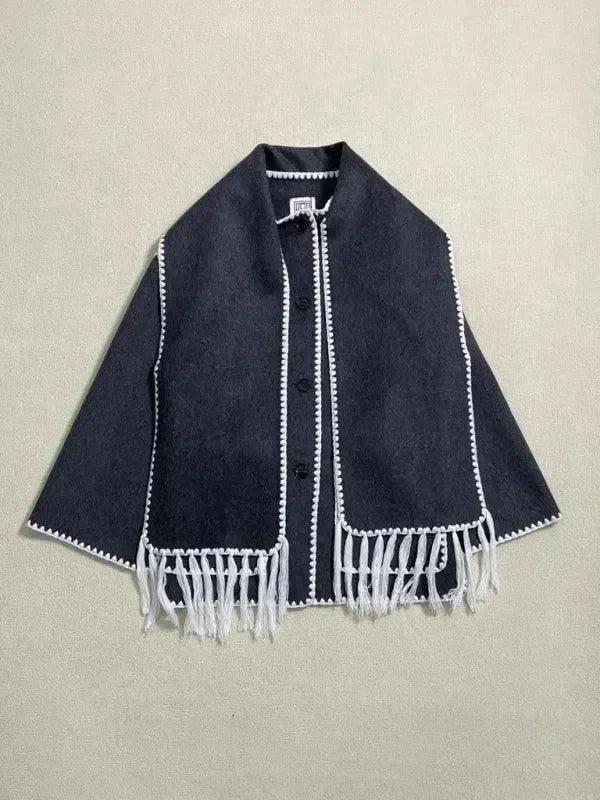 Women's Shawl Coat Button Closure Warm Style