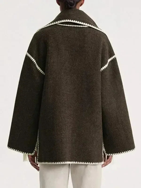 Women's Shawl Coat Button Closure Warm Style