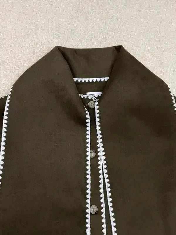 Women's Shawl Coat Button Closure Warm Style