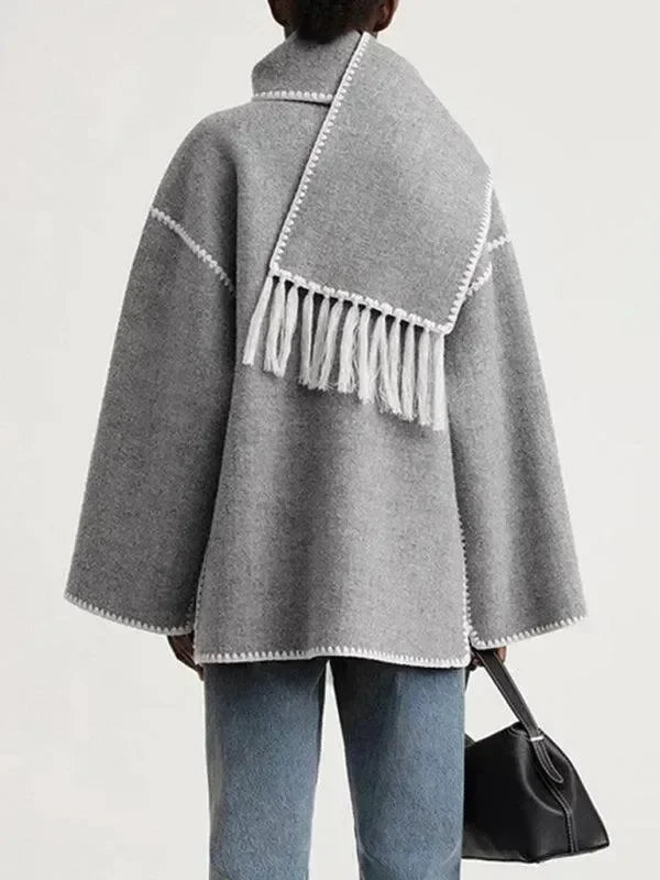 Women's Shawl Coat Button Closure Warm Style