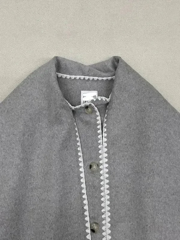 Women's Shawl Coat Button Closure Warm Style
