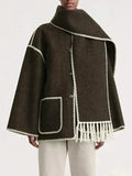 Women's Shawl Coat Button Closure Warm Style