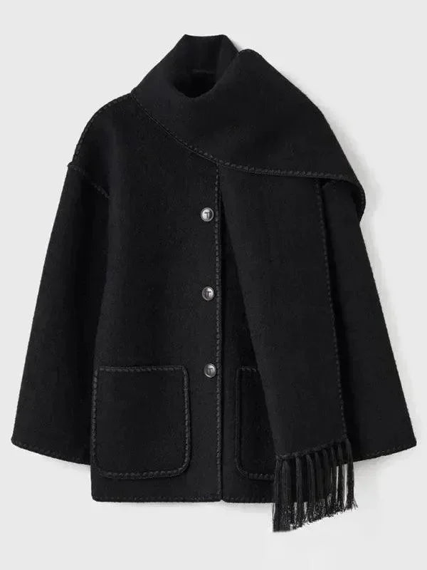 Women's Shawl Coat Fringed Hem Warm Style