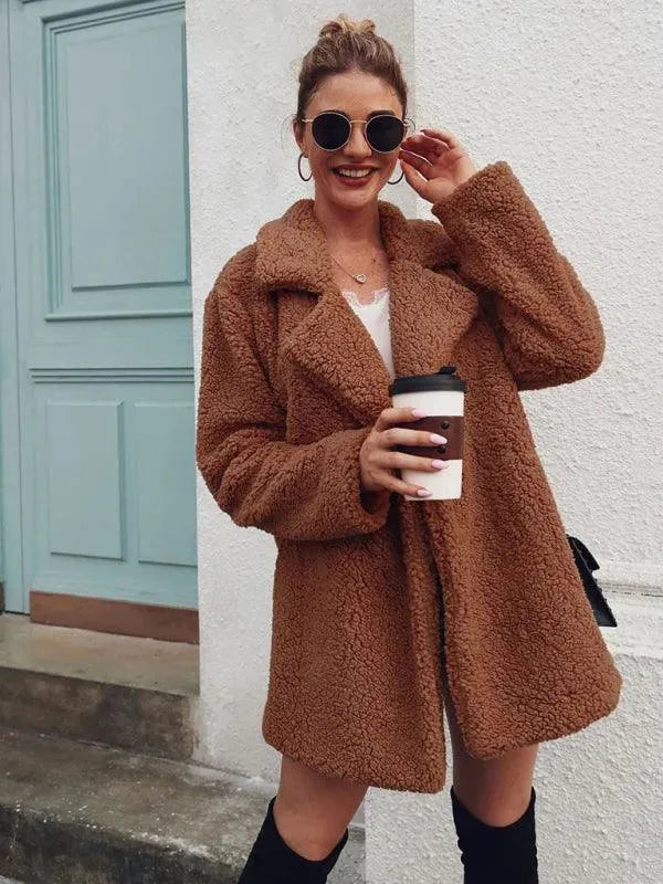 Women's Shearling Coat Oversized Lightweight Style