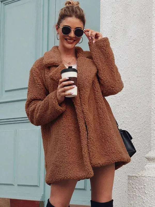 Women's Shearling Coat Oversized Lightweight Style