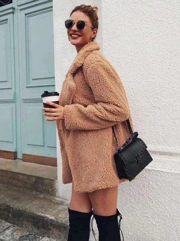 Women's Shearling Coat Oversized Lightweight Style
