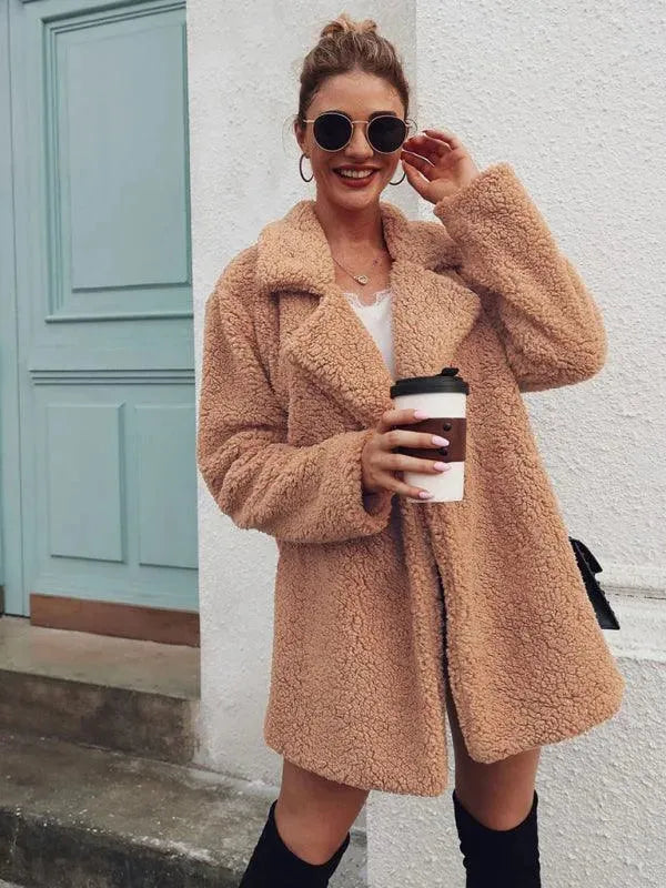 Women's Shearling Coat Oversized Lightweight Style