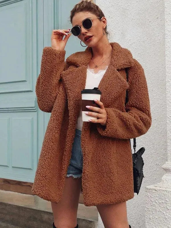 Women's Shearling Coat Oversized Lightweight Style