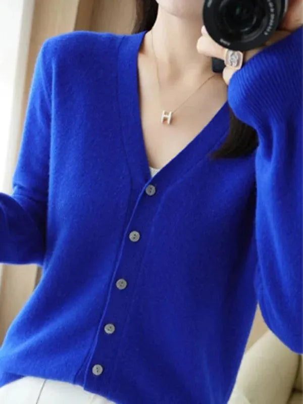 Women’s Short V-Neck Cardigan Sweater – Soft Knit All-Season