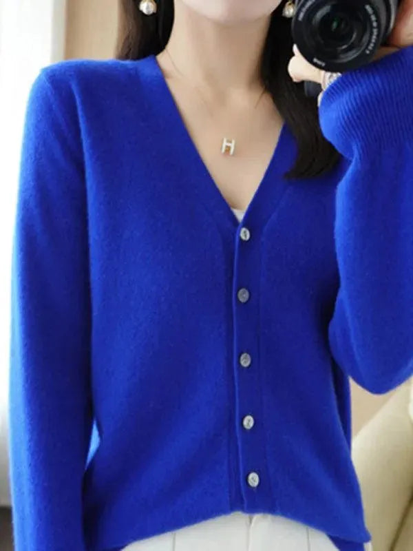 Women’s Short V-Neck Cardigan Sweater – Soft Knit All-Season