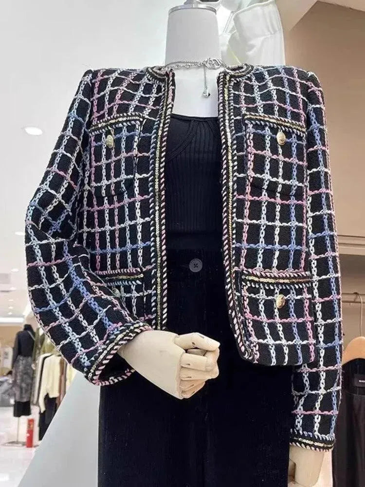 Women’s Slim Plaid Tweed Jacket Style