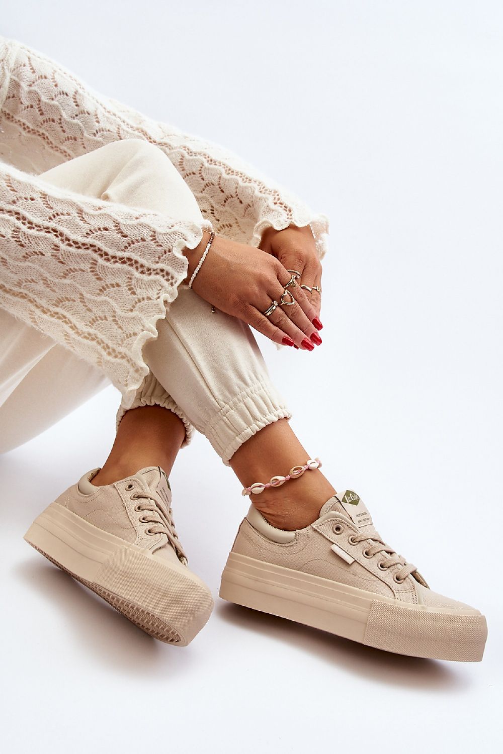Women's Sneakers - Low-Top Women Platform Sneakers Shoes - Lace-Up Spring-Summer Shoes