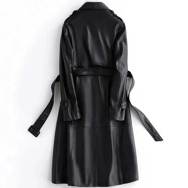 Women's Tailored Leather Trench Coat Structured Style