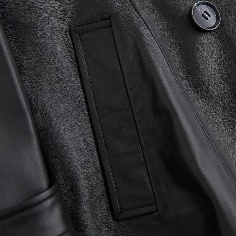Women's Tailored Leather Trench Coat Structured Style