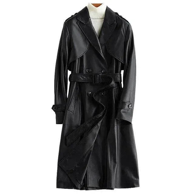 Women's Tailored Leather Trench Coat Structured Style