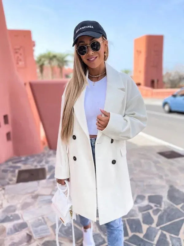 Women's Trench Coat Double Breasted Knee Length