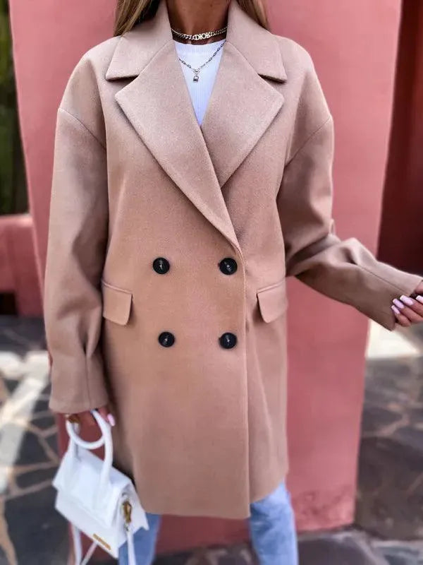 Women's Trench Coat Double Breasted Knee Length