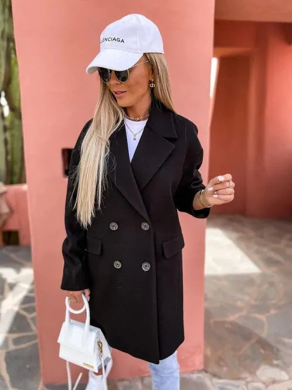 Women's Trench Coat Double Breasted Knee Length