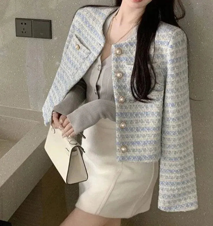 Women’s Tweed Blazer Jacket Casual Style