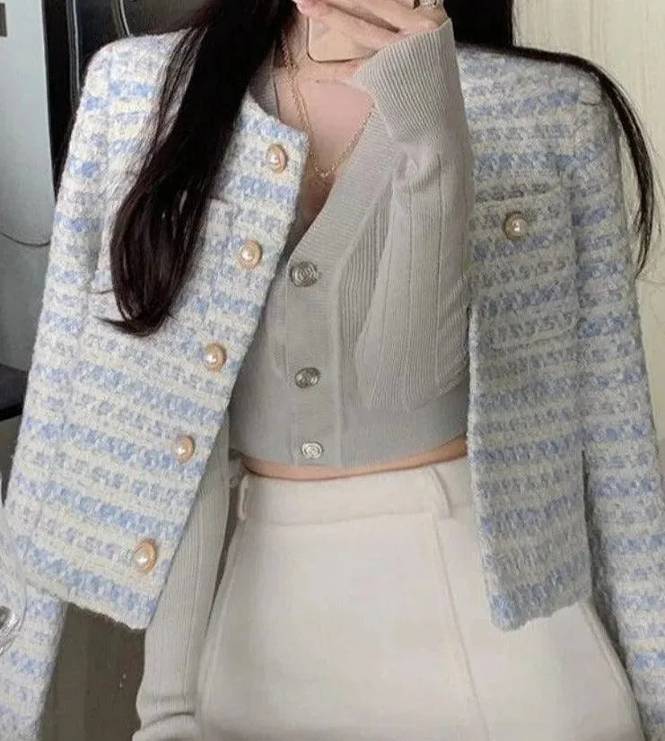 Women’s Tweed Blazer Jacket Casual Style