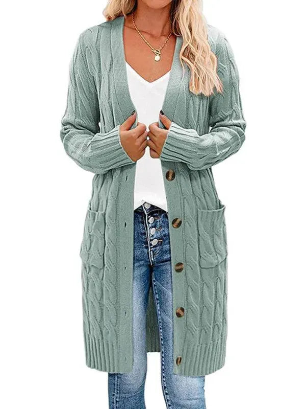 Women’s Twist Knit Cardigan Sweater – V-Neck Button Style