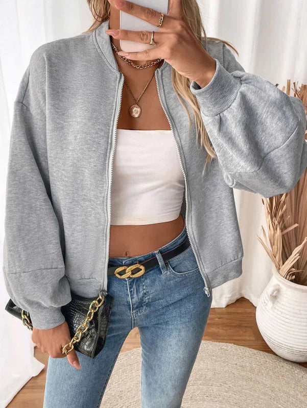Women's Velvet Bomber Jacket Thickened Ribbed Style