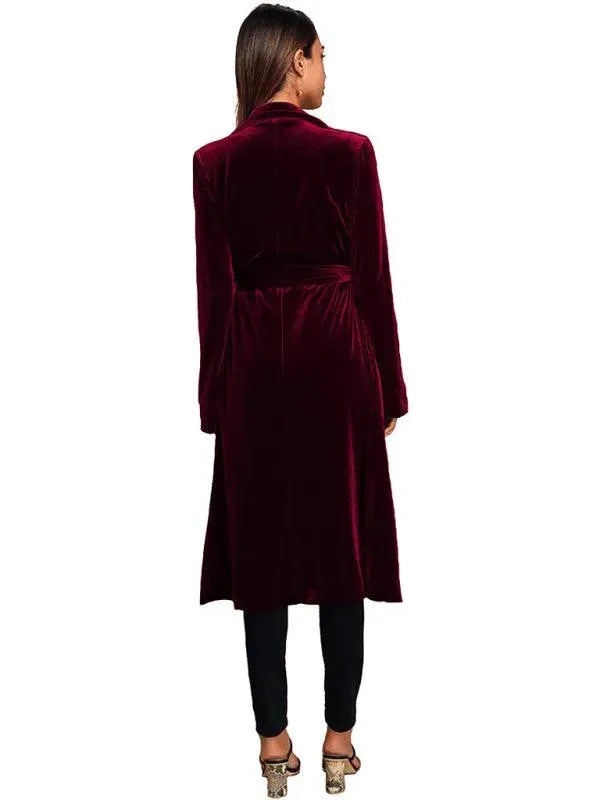 Women's Velvet Coat Longline Open Front Style