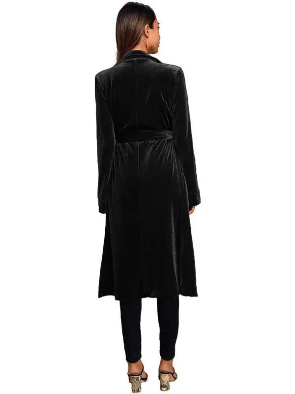 Women's Velvet Coat Longline Open Front Style