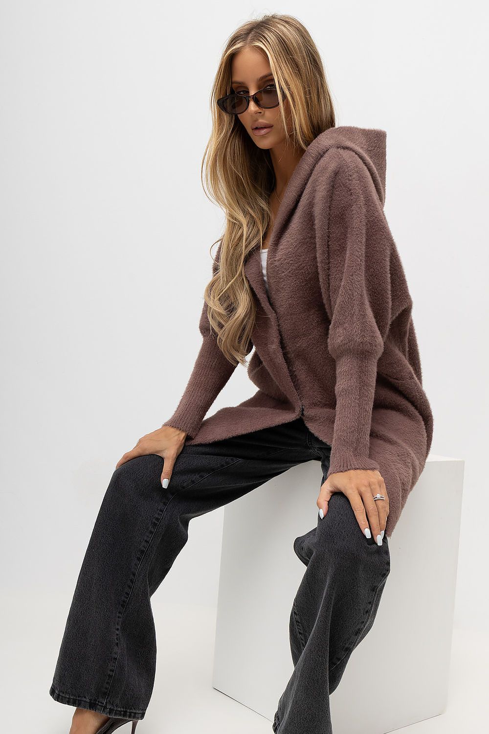 Women's Violet Hooded Transitional Coat