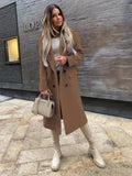 Women's Wool Blend Overcoat Double Breasted Style