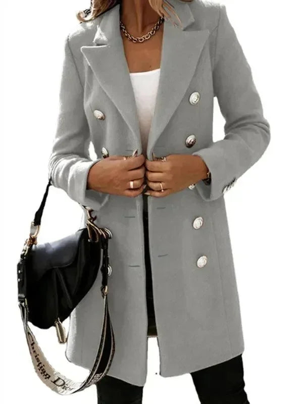 Women's Wool Pea Coat Slim Fit Elegant Style