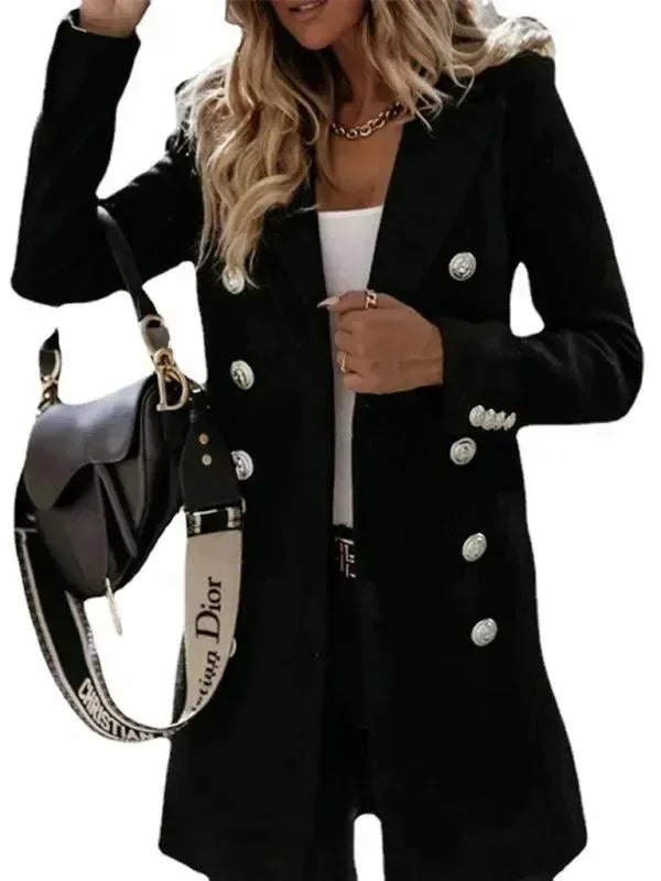Women's Wool Pea Coat Slim Fit Elegant Style