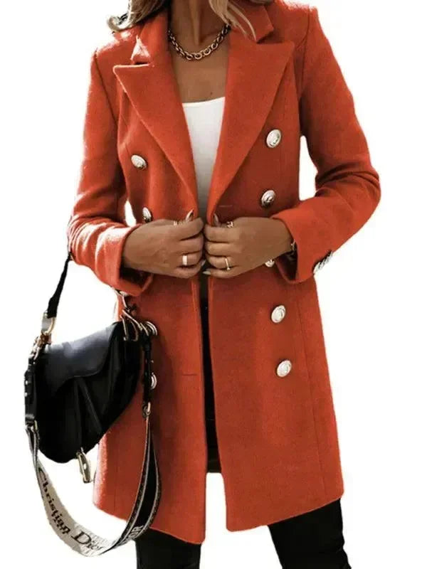 Women's Wool Pea Coat Slim Fit Elegant Style