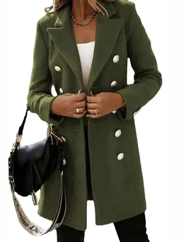 Women's Wool Pea Coat Slim Fit Elegant Style
