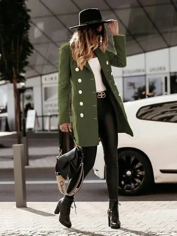 Women's Wool Pea Coat Slim Fit Elegant Style