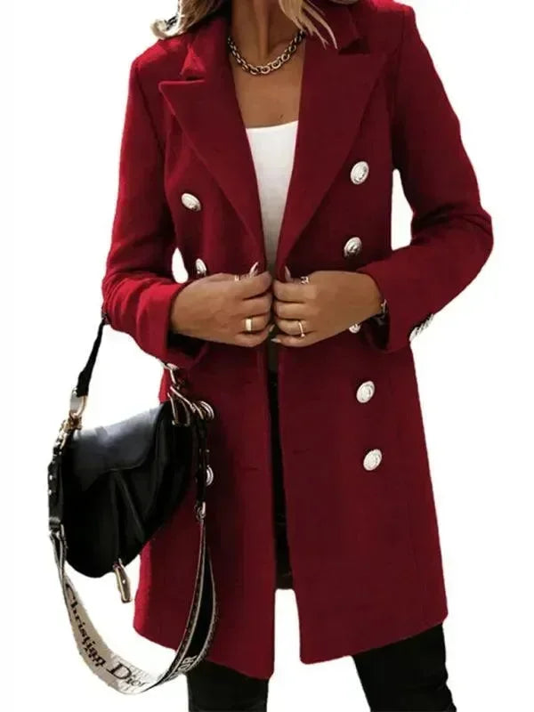 Women's Wool Pea Coat Slim Fit Elegant Style